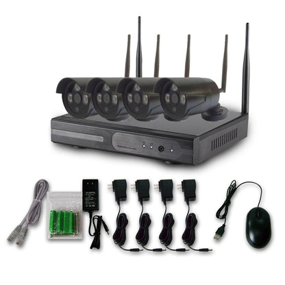 WiFi IP Bullet Camera Kit 4CH HD 720P 2.4GHz + NVR Kit