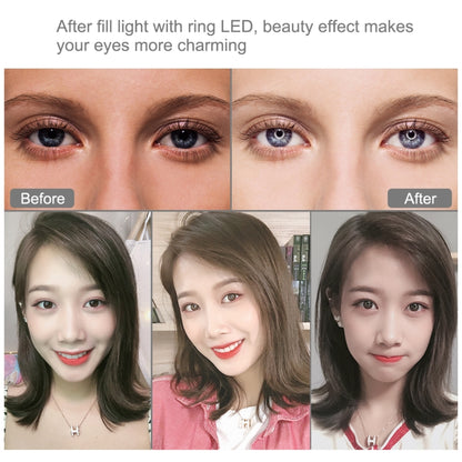Luz PULUZ de 10,2 pulgadas y 26 cm + soporte para trípode de 1,1 m + soportes duales para teléfono USB 3 modos Regulable Temperatura de color dual Anillo de luz LED curvada difusa Vlogging Selfie Fotografía Luces de video con abrazadera para teléfono y...