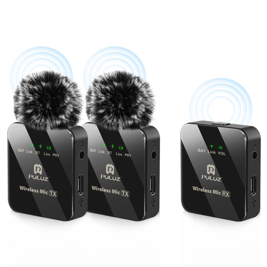 PULUZ Wireless Lavalier Microphone 2 TX + 1 RX, 2 TX + 1 RX
