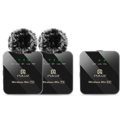 PULUZ Wireless Lavalier Microphone 2 TX + 1 RX, 2 TX + 1 RX