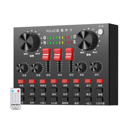 PULUZ Transmisión en vivo Tarjeta de sonido Bluetooth Karaoke Canto Grabación Mezclador de sonido para teléfono móvil / Computadora / Computadora portátil / Tablet PC, versión china, Chinese Version