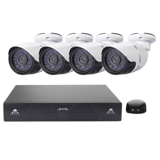 4 Channel H.264 720P HD Bullet IP Camera NVR Kit 30M IR Night Vision