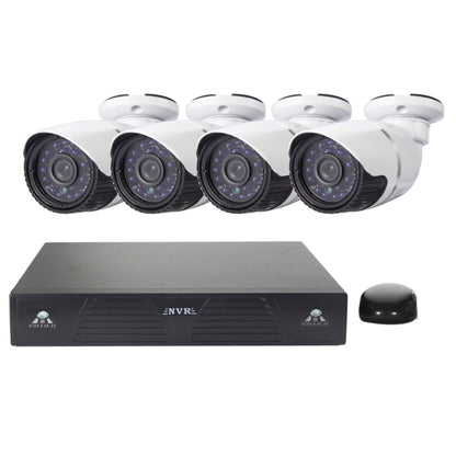 Kit NVR de Cámara IP Tipo Bala de 4 Canales H.264 720P HD Visión Nocturna IR de 30 M