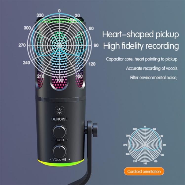 SU8 RGB Desktop Microphone with Noise Reduction for Recording and Gaming