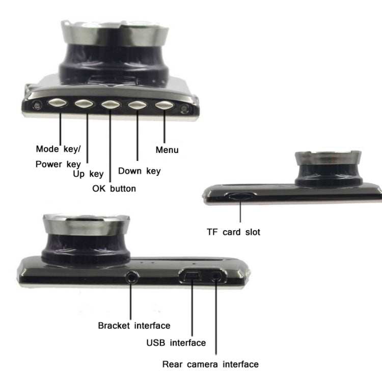 Front and Rear Driving Video Camera Night Vision Dual Lens HD 1080P 