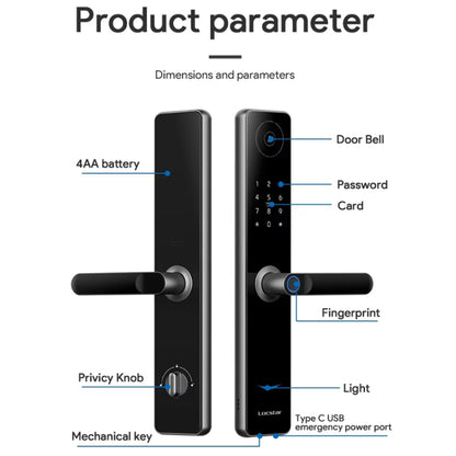 Cerradura De Puerta Inteligente Con Huella Dactilar Y Contraseña Locstar A60 Con Timbre