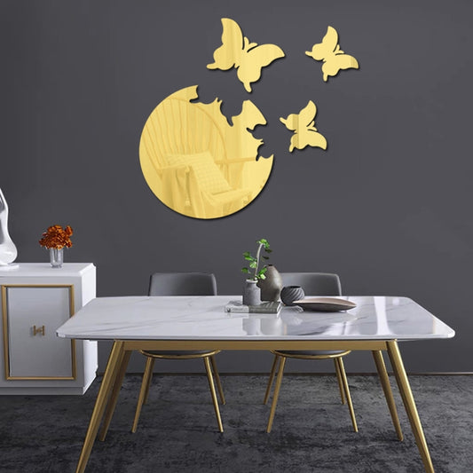 4 unids/set DIY espejo de mariposa acrílico pegatinas de pared impermeables decoración del dormitorio del comedor, 4pcs /Set Butterfly