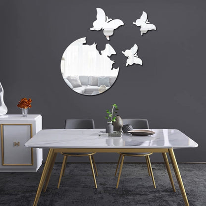 Espejo de Mariposa Acrílico Pegatinas de Pared Impermeables 4 Unids/Set