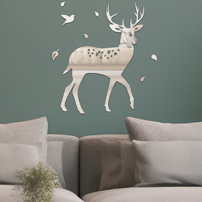 8 Pcs/Set Acrylic Deer Mirror Wall Stickers Home Background Decor