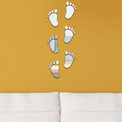36Pcs/Set Small Feet Mirror Soft Wall Stickers Home Decor