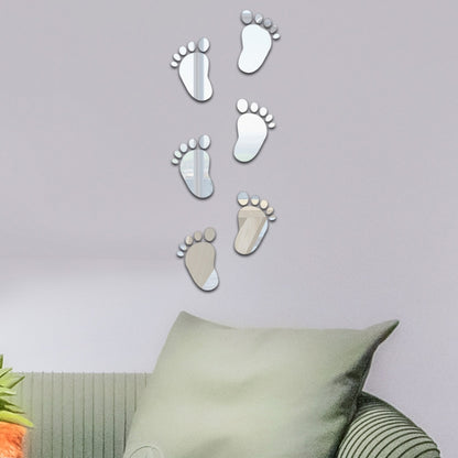 36Pcs/Set Small Feet Mirror Soft Wall Stickers Home Decor