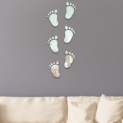 36Pcs/Set Small Feet Mirror Soft Wall Stickers Home Decor