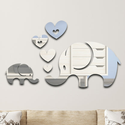 Mirror Wall Stickers Home Decor Acrylic Elephant Soft Mirror 6Pcs/Set