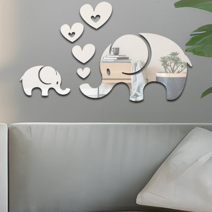 Mirror Wall Stickers Home Decor Acrylic Elephant Soft Mirror 6Pcs/Set