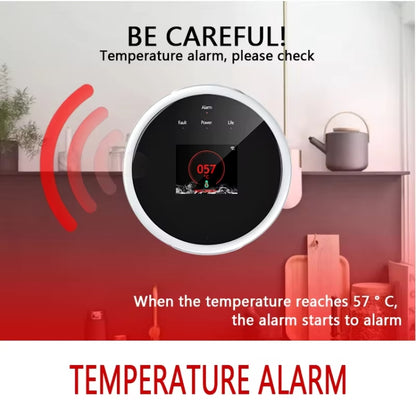Detector de fugas de gas Tuya WiFi con función de reloj de temperatura compatible con alarma de voz humana, GS21