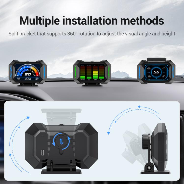 Universal Speedometer P25 Car HUD Head-up Display OBD+GPS LCD Multifunctional