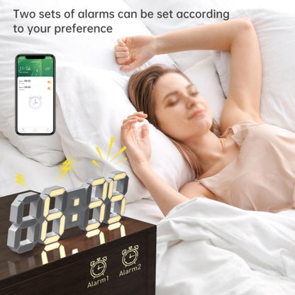 APP Remote Control 3D Led Wall Digital Color Clock Alarm /Date/Temp Display Wall & Table Clock, 22.5 x 9.4 x 2.2cm