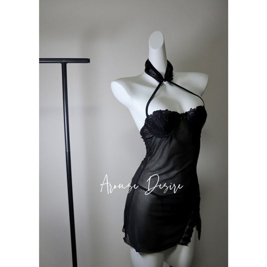 Amor Culpable Sexy Encaje Halter Cheongsam