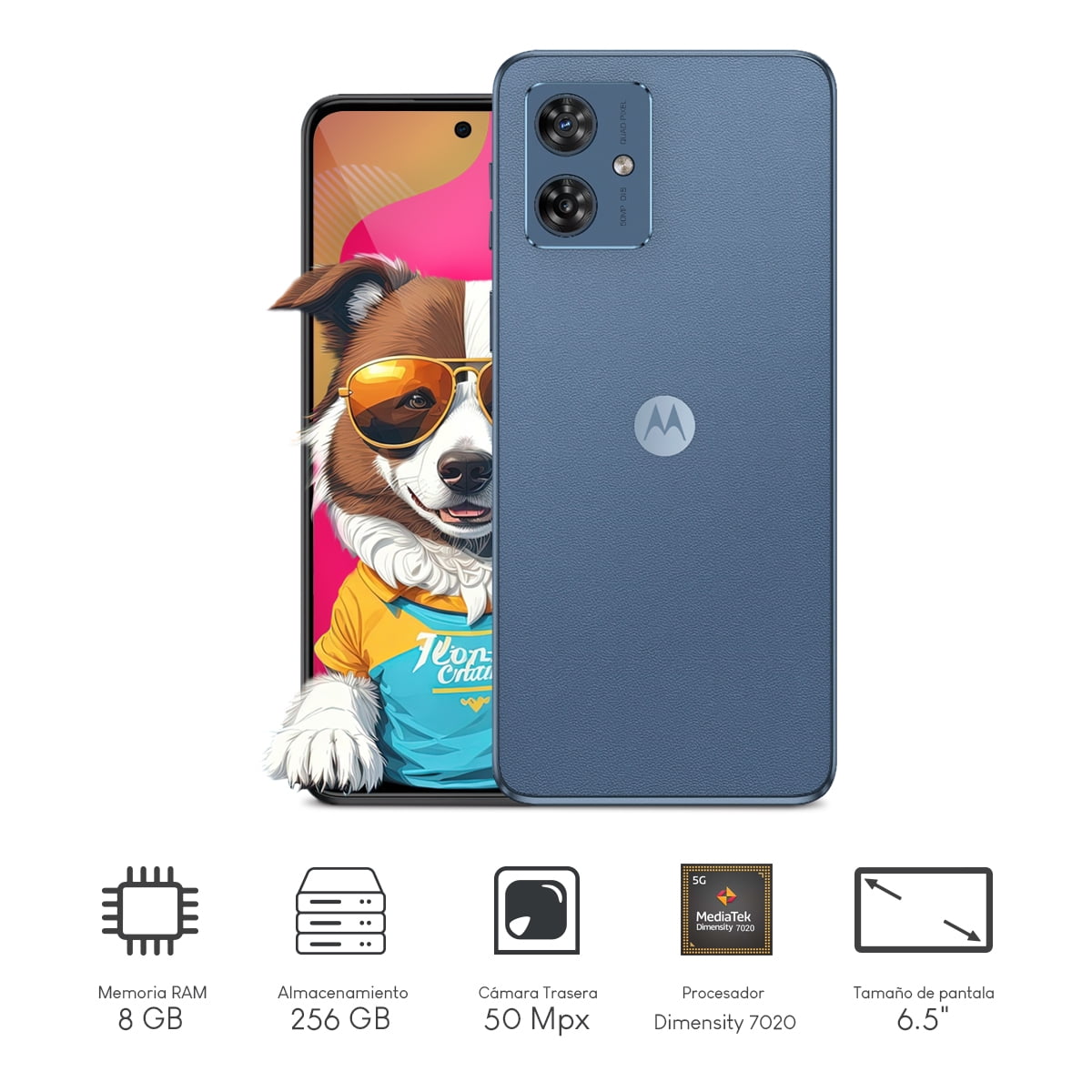 Combo Motorola Moto G54 8GB 256GB Azul + Audifonos Bluetooth Y Lápiz Táctil