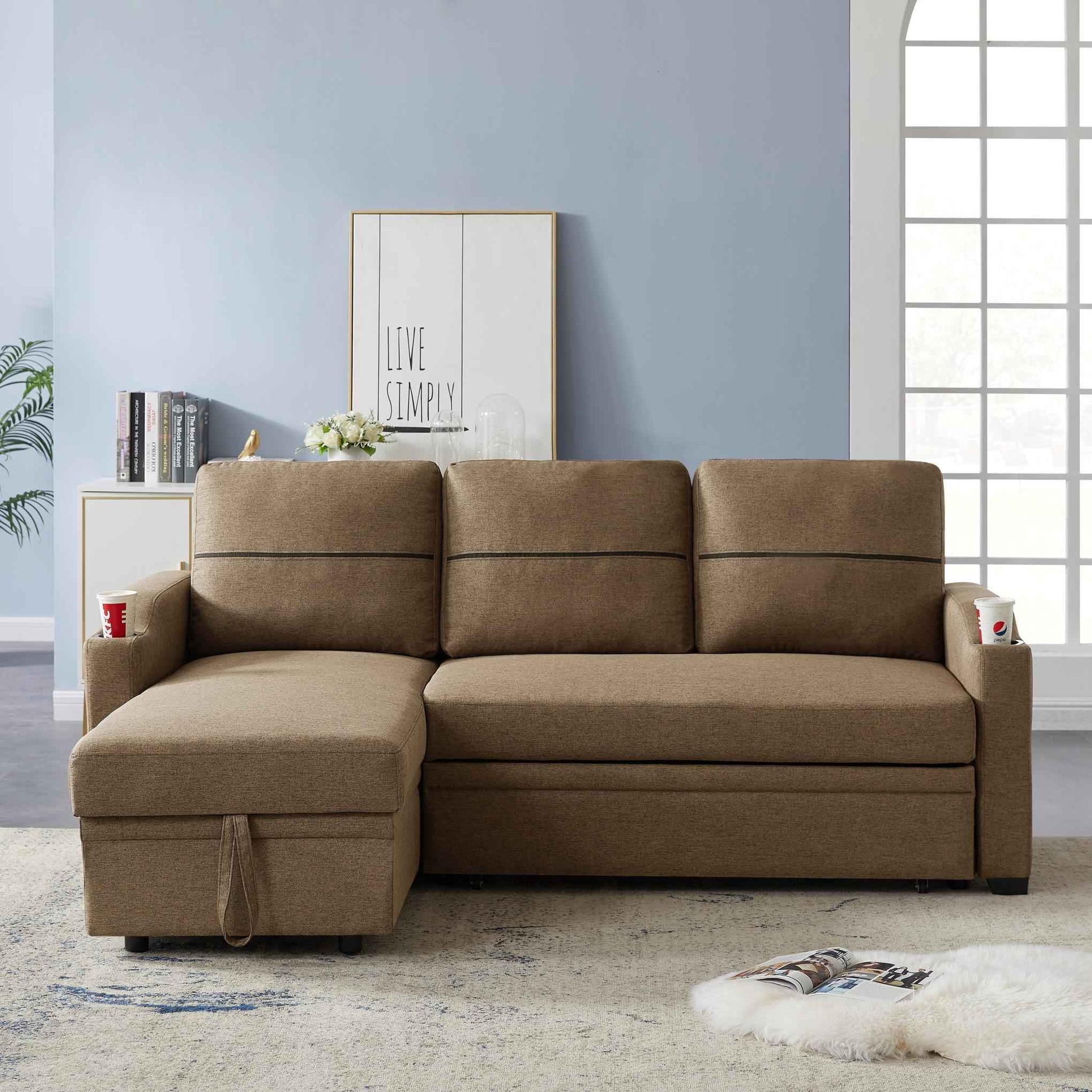 Sofá Cama de Esquina Con Almacenamiento Extraíble Y Chaise Longue - Alex Bazar Mx