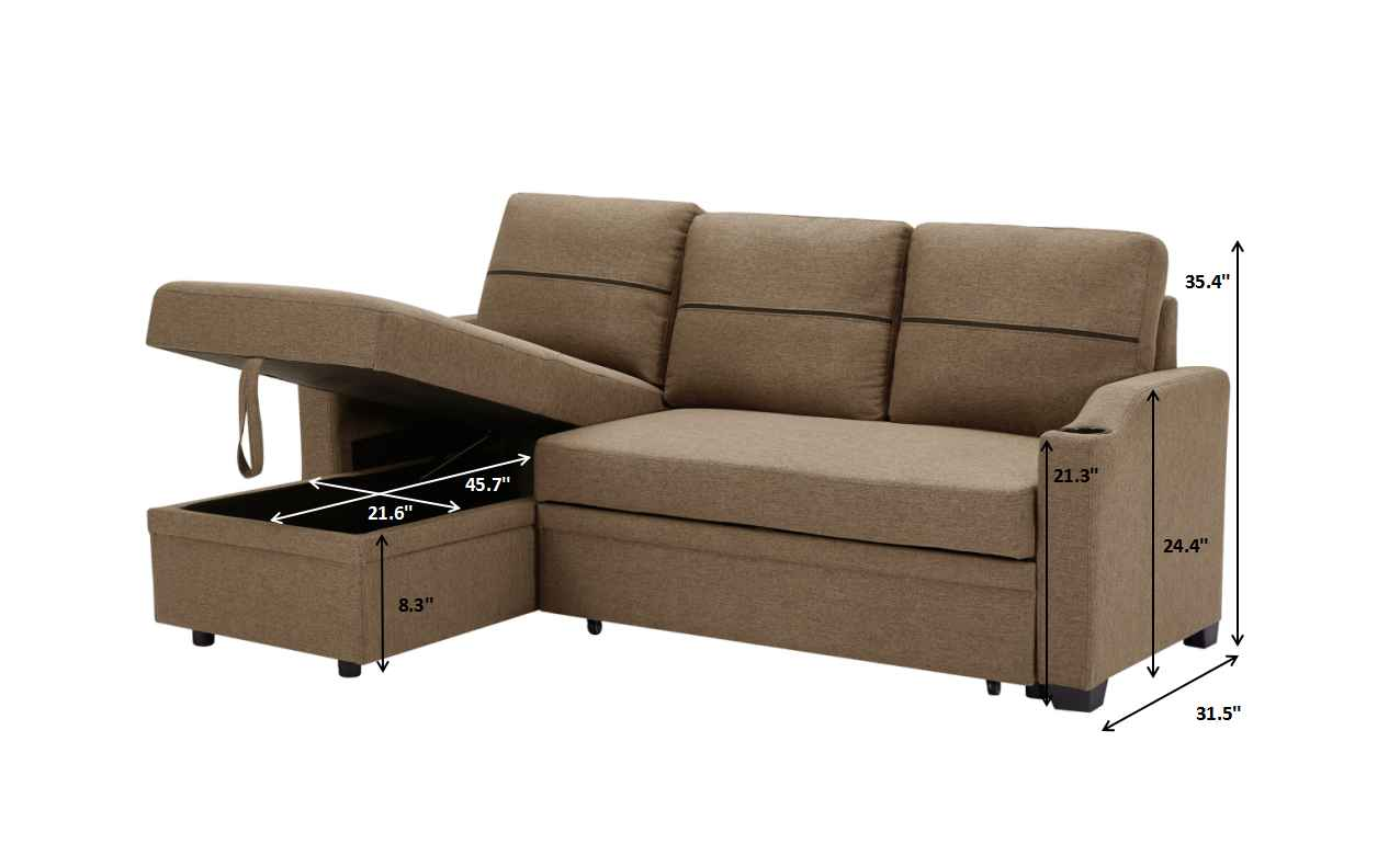 Sofá Cama de Esquina Con Almacenamiento Extraíble Y Chaise Longue - Alex Bazar Mx