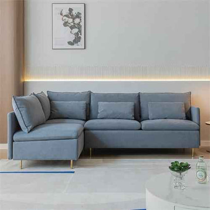 Sofá Modular De Esquina En Forma de L Sofá Seccional Orientado Hacia La Izquierda Lino de Algodón Gris De 90,9'' - Alex Bazar Mx