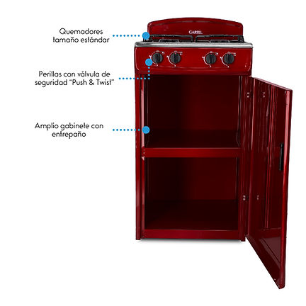 Estufa de Gabinete 4 Quemadores Acero Inoxidable PG4Q