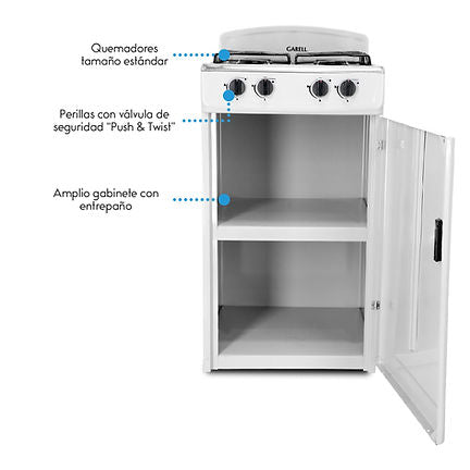 Estufa de Gabinete 4 Quemadores Acero Inoxidable PG4Q